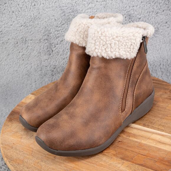 Skechers Arya Fold Over Faux Fur Booties New Rumour Chestnut Brown Size 8.5 - Picture 3 of 6
